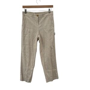 Talbots Linen Blend Chinos Pants Womens Size 4 Cream Tan Neutral Minimalist